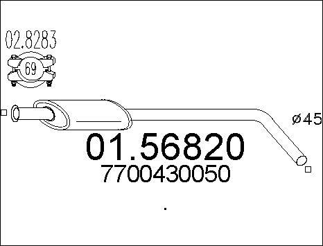 MTS 01.56820 - Vidējais izpl. gāzu trokšņa slāpētājs autodraugiem.lv