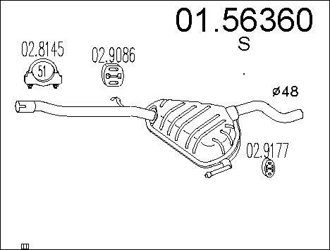 MTS 01.56360 - Vidējais izpl. gāzu trokšņa slāpētājs autodraugiem.lv