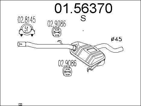 MTS 01.56370 - Vidējais izpl. gāzu trokšņa slāpētājs autodraugiem.lv