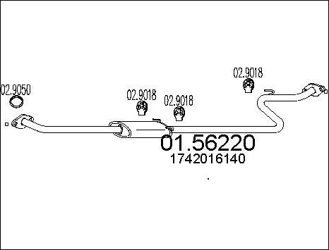 MTS 01.56220 - Vidējais izpl. gāzu trokšņa slāpētājs autodraugiem.lv