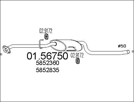 MTS 01.56750 - Vidējais izpl. gāzu trokšņa slāpētājs autodraugiem.lv