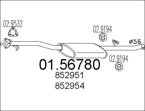 MTS 01.56780 - Vidējais izpl. gāzu trokšņa slāpētājs autodraugiem.lv