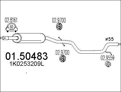 MTS 01.50483 - Vidējais izpl. gāzu trokšņa slāpētājs autodraugiem.lv