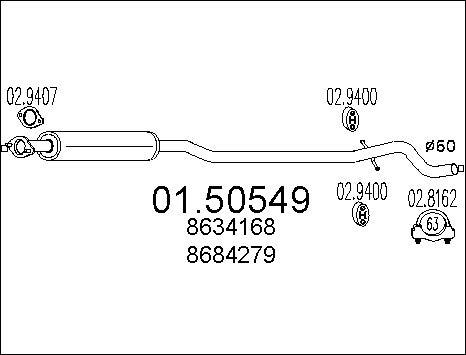 MTS 01.50549 - Vidējais izpl. gāzu trokšņa slāpētājs autodraugiem.lv