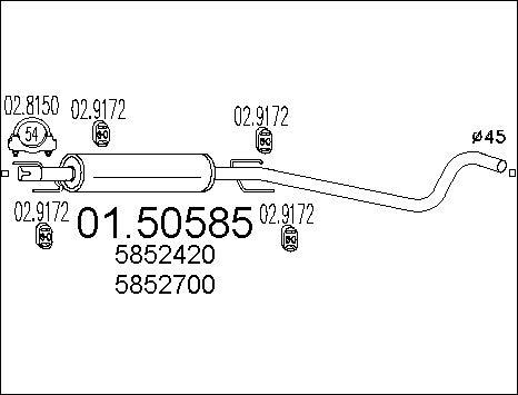 MTS 01.50585 - Vidējais izpl. gāzu trokšņa slāpētājs autodraugiem.lv