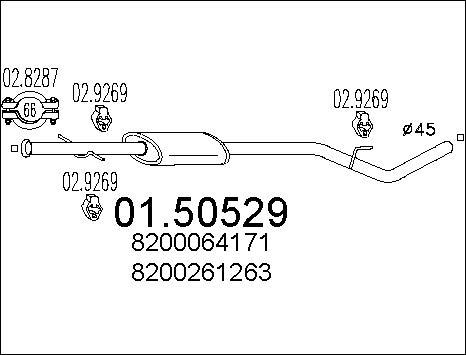 MTS 01.50529 - Vidējais izpl. gāzu trokšņa slāpētājs autodraugiem.lv