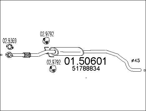 MTS 01.50601 - Vidējais izpl. gāzu trokšņa slāpētājs autodraugiem.lv