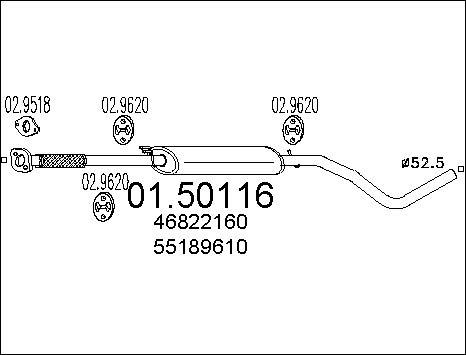 MTS 01.50116 - Vidējais izpl. gāzu trokšņa slāpētājs autodraugiem.lv