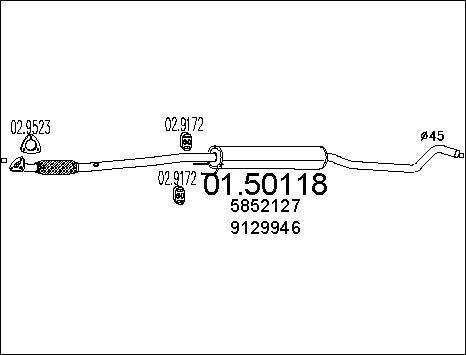 MTS 01.50118 - Vidējais izpl. gāzu trokšņa slāpētājs autodraugiem.lv