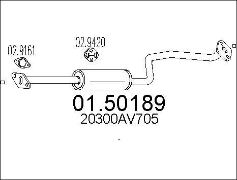 MTS 01.50189 - Vidējais izpl. gāzu trokšņa slāpētājs autodraugiem.lv