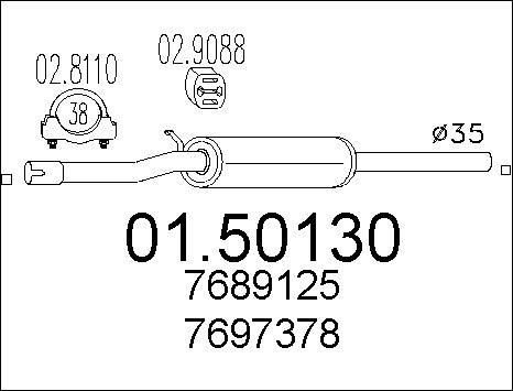 MTS 01.50130 - Vidējais izpl. gāzu trokšņa slāpētājs autodraugiem.lv
