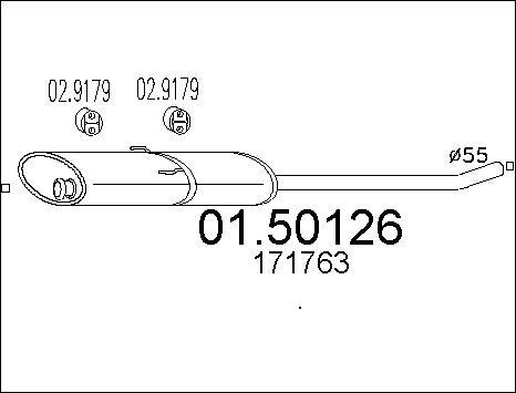 MTS 01.50126 - Vidējais izpl. gāzu trokšņa slāpētājs autodraugiem.lv