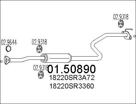 MTS 01.50890 - Vidējais izpl. gāzu trokšņa slāpētājs autodraugiem.lv