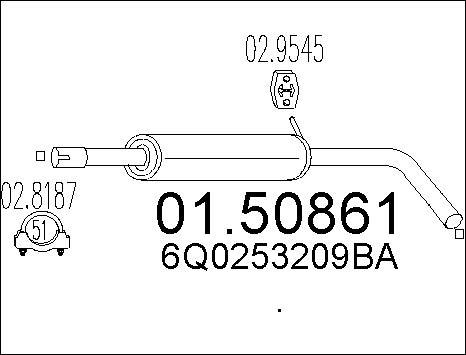 MTS 01.50861 - Vidējais izpl. gāzu trokšņa slāpētājs autodraugiem.lv