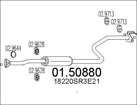 MTS 01.50880 - Vidējais izpl. gāzu trokšņa slāpētājs autodraugiem.lv