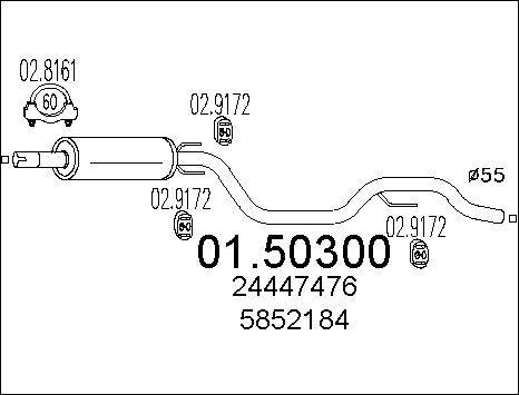 MTS 01.50300 - Vidējais izpl. gāzu trokšņa slāpētājs autodraugiem.lv