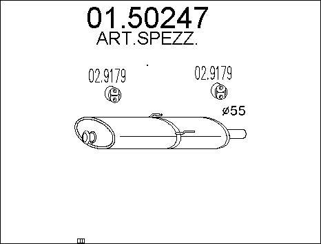 MTS 01.50247 - Vidējais izpl. gāzu trokšņa slāpētājs autodraugiem.lv