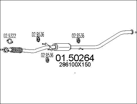 MTS 01.50264 - Vidējais izpl. gāzu trokšņa slāpētājs autodraugiem.lv