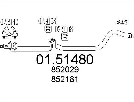 MTS 01.51480 - Vidējais izpl. gāzu trokšņa slāpētājs autodraugiem.lv