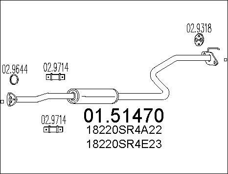 MTS 01.51470 - Vidējais izpl. gāzu trokšņa slāpētājs autodraugiem.lv