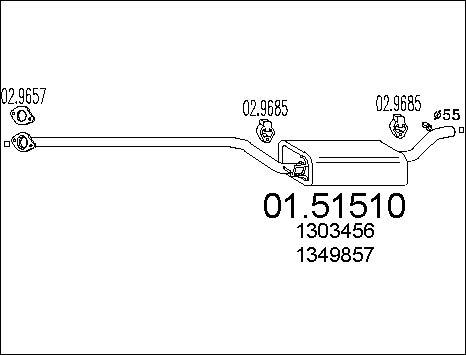 MTS 01.51510 - Vidējais izpl. gāzu trokšņa slāpētājs autodraugiem.lv