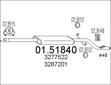 MTS 01.51840 - Vidējais izpl. gāzu trokšņa slāpētājs autodraugiem.lv