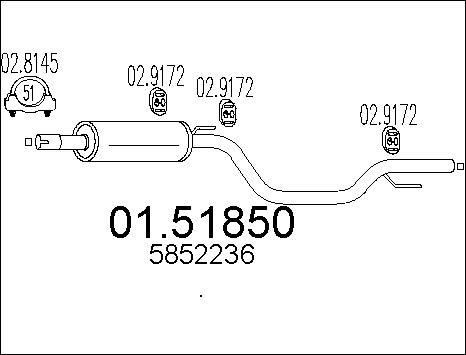 MTS 01.51850 - Vidējais izpl. gāzu trokšņa slāpētājs autodraugiem.lv