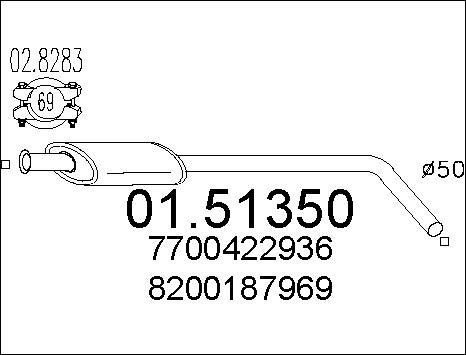 MTS 01.51350 - Vidējais izpl. gāzu trokšņa slāpētājs autodraugiem.lv