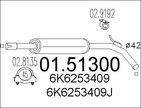 MTS 01.51300 - Vidējais izpl. gāzu trokšņa slāpētājs autodraugiem.lv