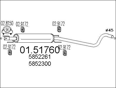 MTS 01.51760 - Vidējais izpl. gāzu trokšņa slāpētājs autodraugiem.lv