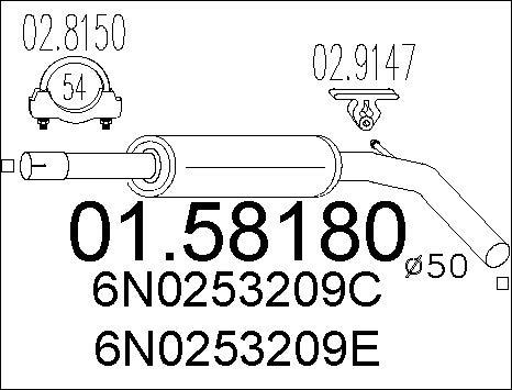 MTS 01.58180 - Vidējais izpl. gāzu trokšņa slāpētājs autodraugiem.lv