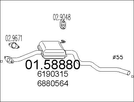MTS 01.58880 - Vidējais izpl. gāzu trokšņa slāpētājs autodraugiem.lv