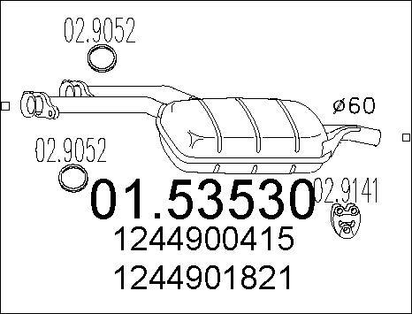 MTS 01.53530 - Vidējais izpl. gāzu trokšņa slāpētājs autodraugiem.lv