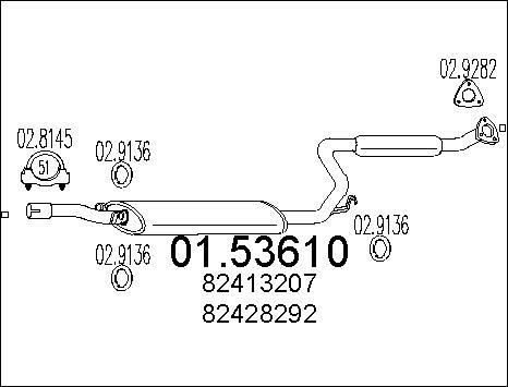 MTS 01.53610 - Vidējais izpl. gāzu trokšņa slāpētājs autodraugiem.lv