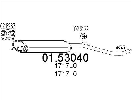 MTS 01.53040 - Vidējais izpl. gāzu trokšņa slāpētājs autodraugiem.lv