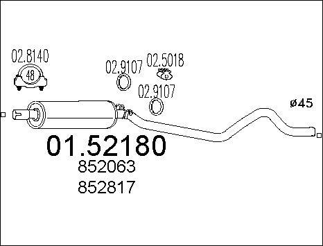 MTS 01.52180 - Vidējais izpl. gāzu trokšņa slāpētājs autodraugiem.lv
