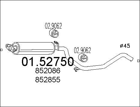 MTS 01.52750 - Vidējais izpl. gāzu trokšņa slāpētājs autodraugiem.lv