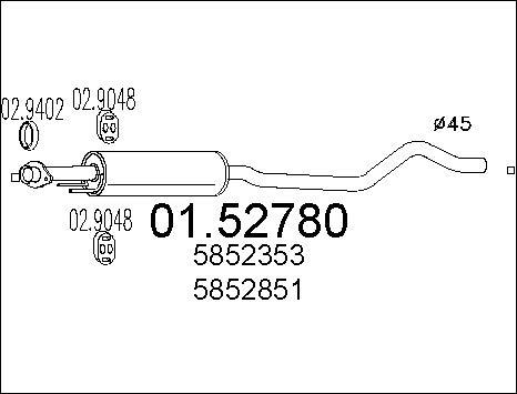 MTS 01.52780 - Vidējais izpl. gāzu trokšņa slāpētājs autodraugiem.lv