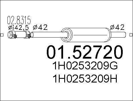MTS 01.52720 - Vidējais izpl. gāzu trokšņa slāpētājs autodraugiem.lv