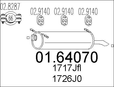 MTS 01.64070 - Izplūdes gāzu trokšņa slāpētājs (pēdējais) autodraugiem.lv