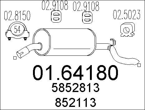 MTS 01.64180 - Izplūdes gāzu trokšņa slāpētājs (pēdējais) autodraugiem.lv