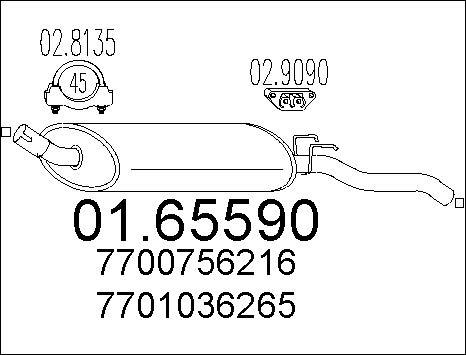 MTS 01.65590 - Izplūdes gāzu trokšņa slāpētājs (pēdējais) autodraugiem.lv