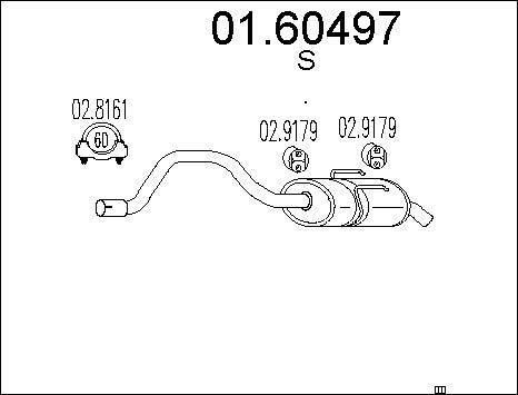 MTS 01.60497 - Izplūdes gāzu trokšņa slāpētājs (pēdējais) autodraugiem.lv