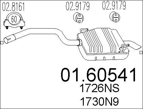 MTS 01.60541 - Izplūdes gāzu trokšņa slāpētājs (pēdējais) autodraugiem.lv