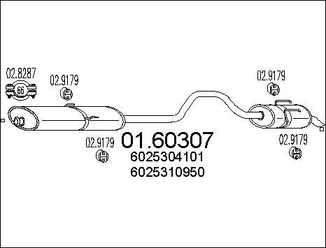 MTS 01.60307 - Izplūdes gāzu trokšņa slāpētājs (pēdējais) autodraugiem.lv