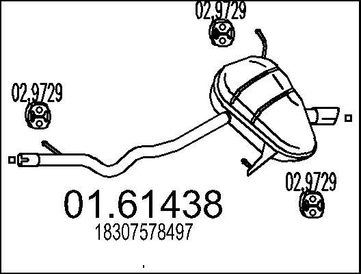 MTS 01.61438 - Izplūdes gāzu trokšņa slāpētājs (pēdējais) autodraugiem.lv