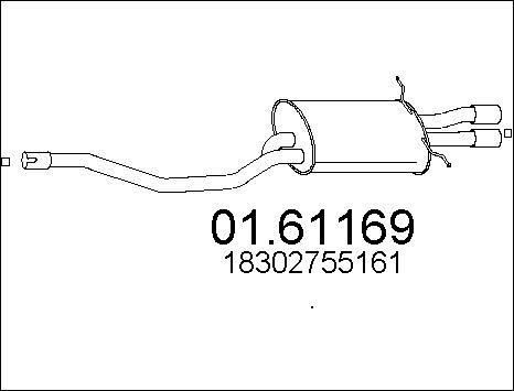 MTS 01.61169 - Izplūdes gāzu trokšņa slāpētājs (pēdējais) autodraugiem.lv