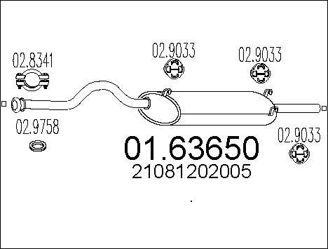 MTS 01.63650 - Izplūdes gāzu trokšņa slāpētājs (pēdējais) autodraugiem.lv