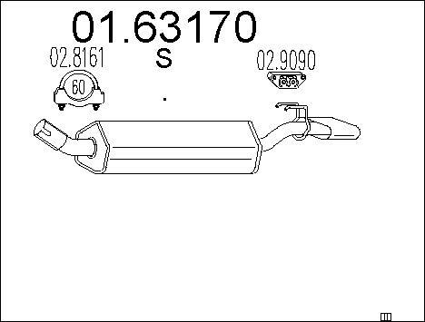MTS 01.63170 - Izplūdes gāzu trokšņa slāpētājs (pēdējais) autodraugiem.lv