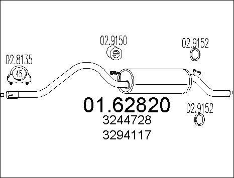 MTS 01.62820 - Izplūdes gāzu trokšņa slāpētājs (pēdējais) autodraugiem.lv